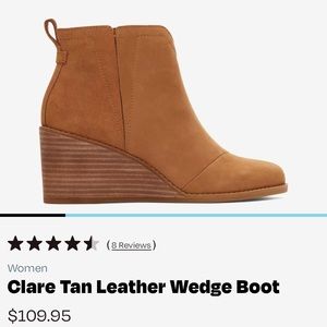 TOMS Clare Leather Wedge Boots NIB 7